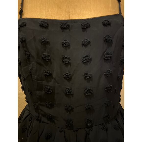 ROW A Tiered Adjustable Spaghetti Straps Pom Pom Dress NWT Blue Size XL - Picture 2 of 11